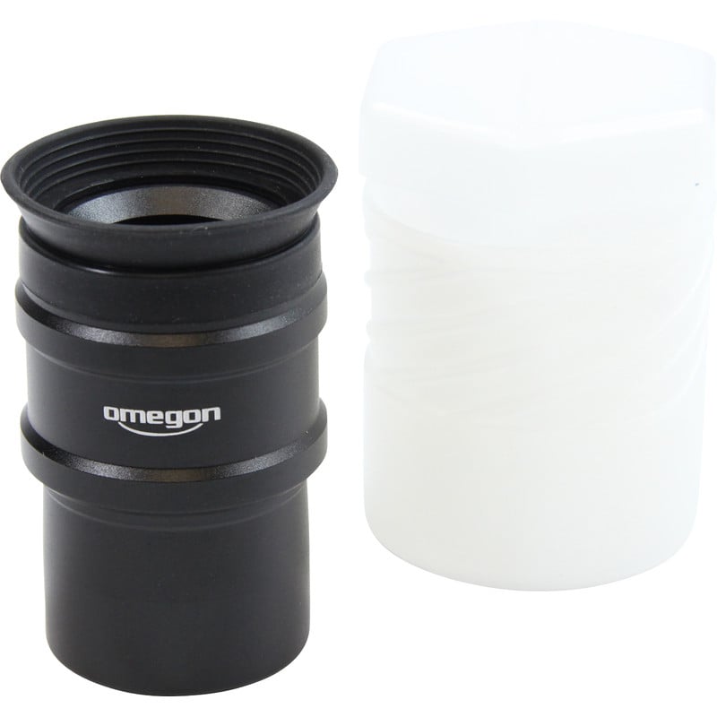 Omegon 24mm Oculair Ortho (1,25 inch) 2 Omegon Oculair Ortho 24 mm 1 25 1 Omegon Oculair Ortho 24 mm 1,25'' met beschermdop naast oculair, toonbeeld van hoogwaardige afwerking.