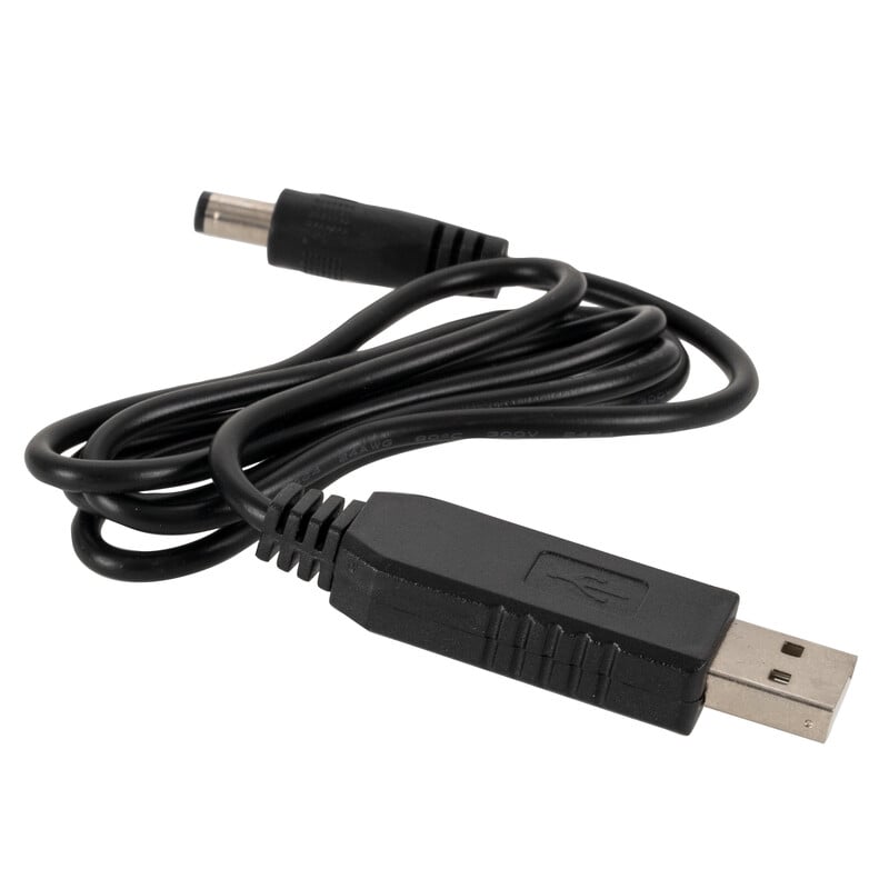 Omegon Omvormerkabel 5 - 12 V 1 Omegon Omvormerkabel 5 12 V Omegon 5 - 12 V Omvormerkabel USB naar 12 V connector met zwarte kabel en USB A aansluiting