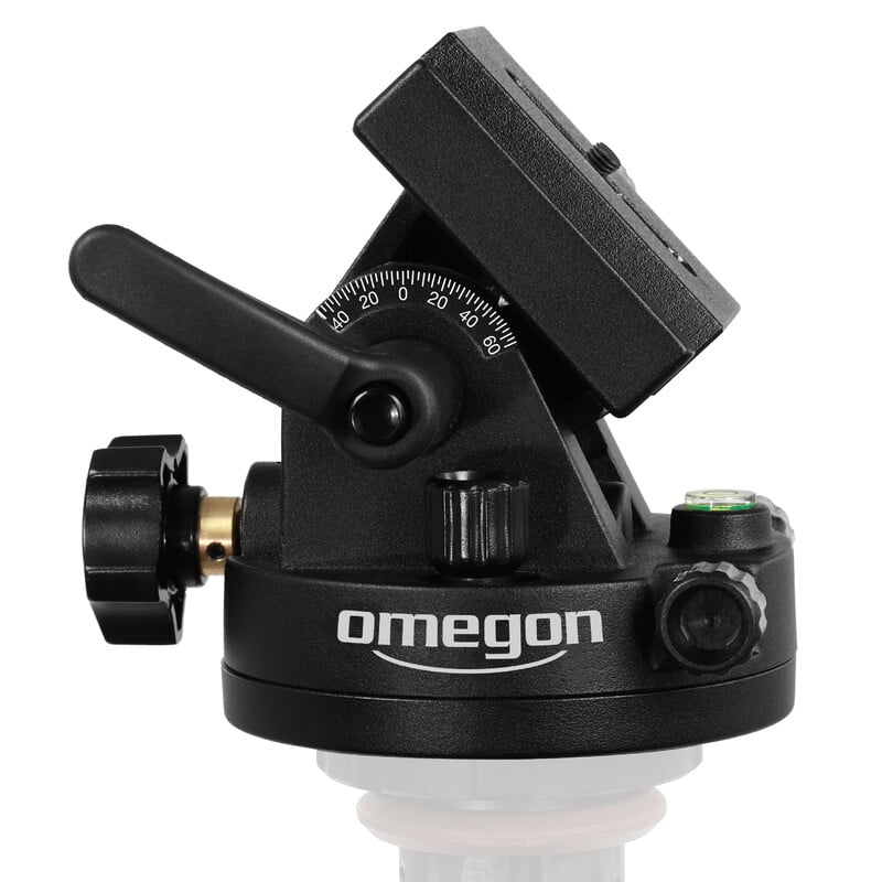 Omegon Poolhoogtewig (Polar Wedge) met 55 mm Zwaluwstaart 2 Omegon Polar wedge poolhoogtewig met een zwaluwstaart van 55 mm 1 Omegon poolhoogtewig wedge compacte wig gemonteerd op statiefkop met duidelijke schaal