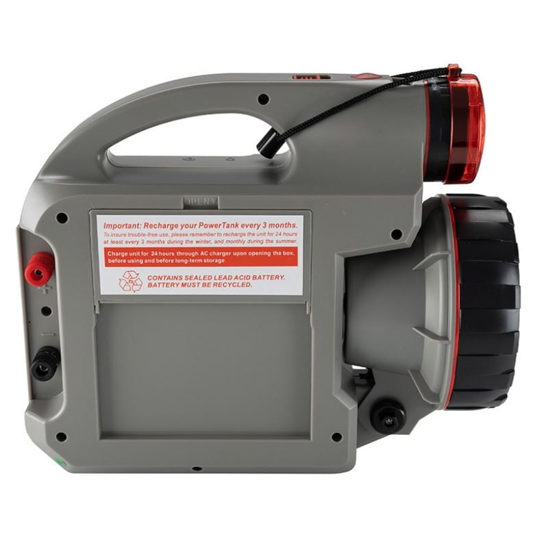 Omegon Powertank 7Ah (84Wh) 2 Omegon Powertank 7Ah 84Wh Omegon Powertank rear with warning text and integrated handle