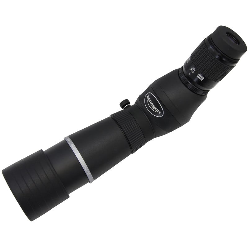 Omegon Spotting Scope ED 15-45x60 1 Omegon Spotting scope ED 15 45x60 5 Omegon Spotting Scope ED 15-45x60 front view with clear lens surface and swivel ring
