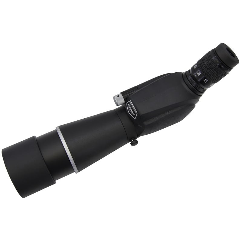 Omegon Spotting Scope ED 21-63x80 2 Omegon Spotting scope ED 21 63x80 5 Omegon Spotting Scope ED 21-63x80 diagonal landscape with view of eyepiece adjustment and tube shape