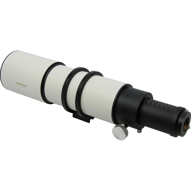 Omegon AC 90/500 AZ-Baby Visual Set 1 Omegon Telescoop AC 90 500 AZ Baby Visual Set 3 Omegon AC 90/500 Telescoop met zicht op Crayford-focuser en adapterring.