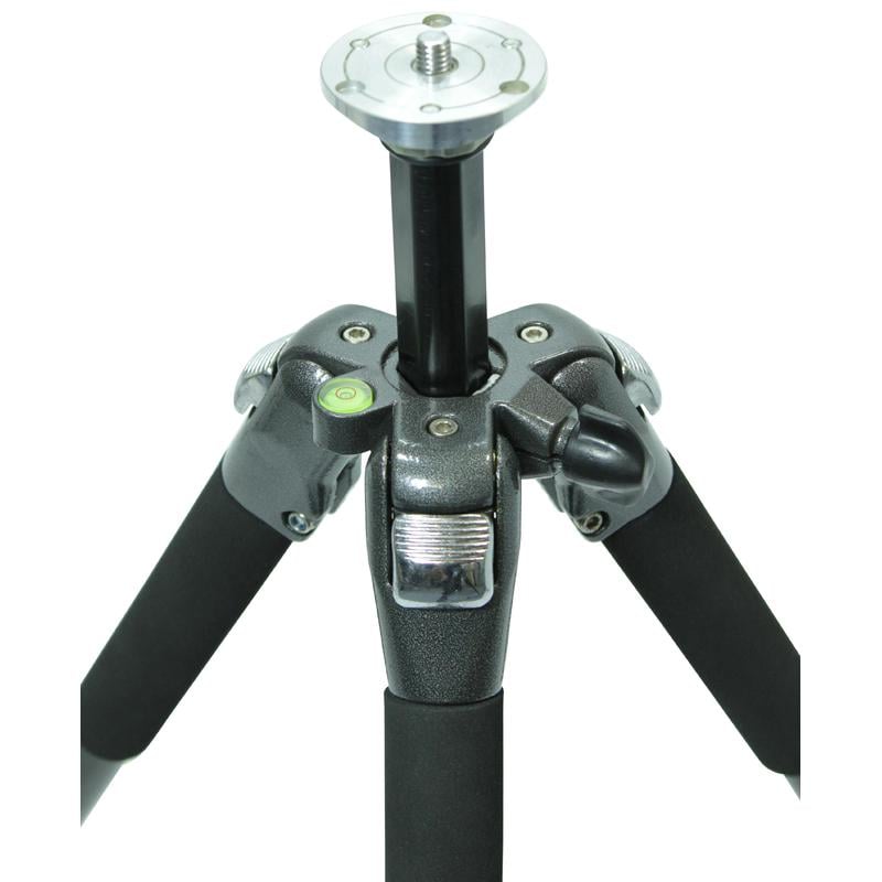 Omegon Titania 500 Aluminium Driepootstatief 1 Omegon Titania 500 statief Omegon Titania 500 statief bovenaanzicht met waterpas, schroefdraadaansluiting en rubberen grip