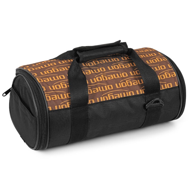 Omegon Padded Transport Bag for Compact APO-Refractor 1 Omegon Transport Bag Padded Bag for Small APO Telescopes 3 Omegon Quilted Bag side view with zipper closure and printed surface