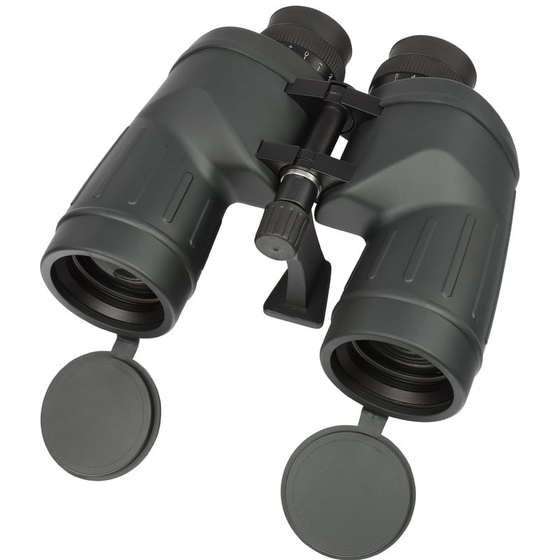 Omegon Brightsky Binoculars 10x50 1 Omegon Binoculars Brightsky 10x50 2 Omegon Binoculars Brightsky 10x50 bottom view and mount with lens caps slightly opened