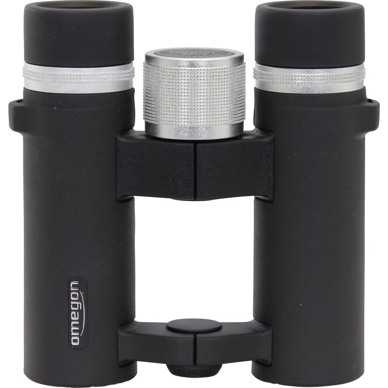 Omegon Talron HD Verrekijkers 8x26 2 Omegon Verrekijkers Talron HD 8x26 3 Omegon Talron HD Verrekijkers 8x26 detailweergave van brug en scherpstelinrichting vanaf vooraanzicht