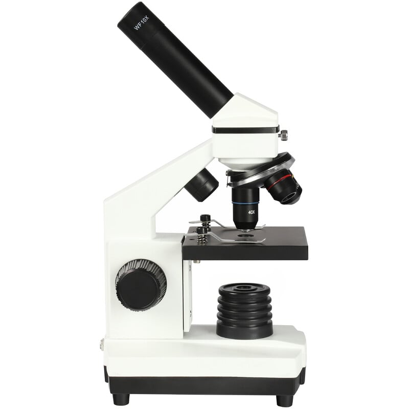 Omegon VisioStar Microscope 40x-400x, led 1 Omegon VisioStar microscope 40x 400x led 5 Omegon VisioStar Microscope 40x-400x side view with up-lighting and black rotary knob