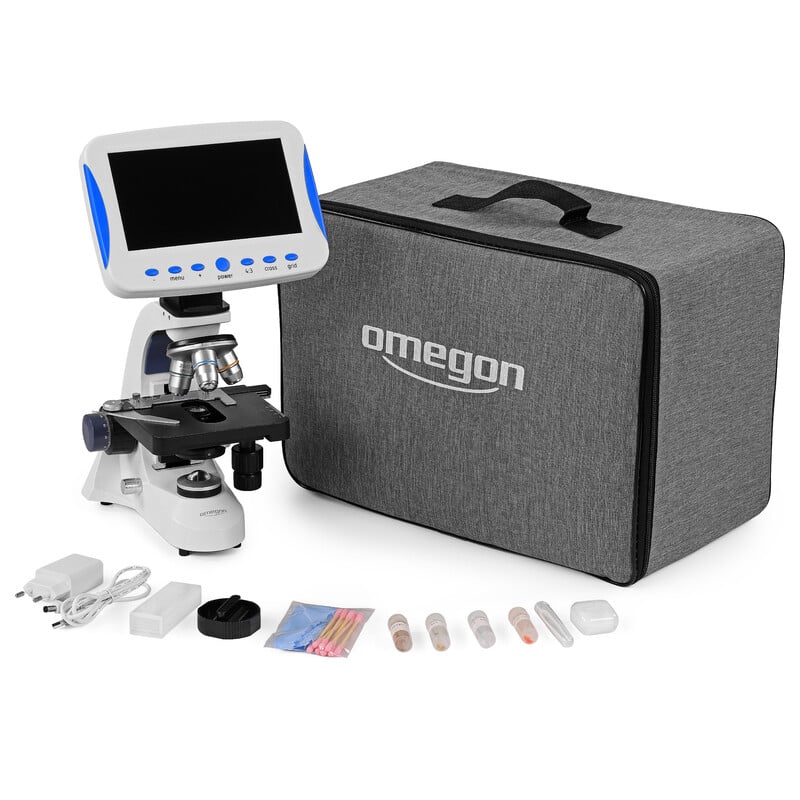 Omegon LcdStar Microscope 200×-800×, led 2 Omegon microscope LCDStar 200t 800t led Omegon LCDStar Microscope 200x-800x complete with accessory set and transport bag