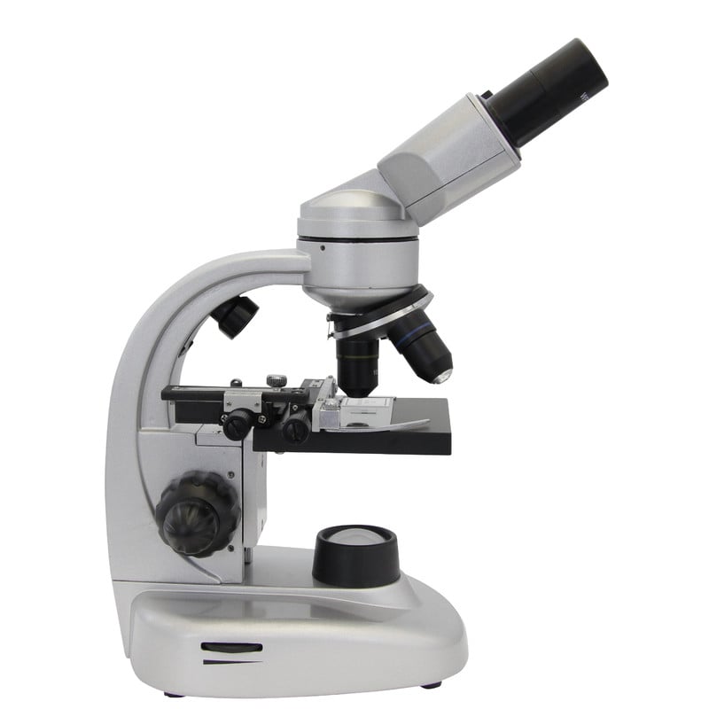 Omegon Microscoop, Binoculair, 40x-800x, LED 1 Omegon microscoop binoculair 40x 800x LED 6 Omegon Microscoop, binoculair, 40x-800x, LED linkerzijde met draaibare revolver en LED-lichtbasis