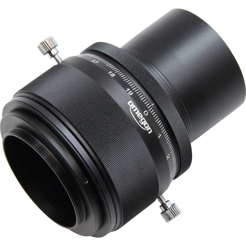 Omegon 2" Helicaal Microfocuser voor fijninstelling 1 Omegon spiraalvormige helicaalfocuser 2 Omegon Helicaalfocuser 2 inch met volledig uitgeschoven drawtube en gladde rotatieaanduiding