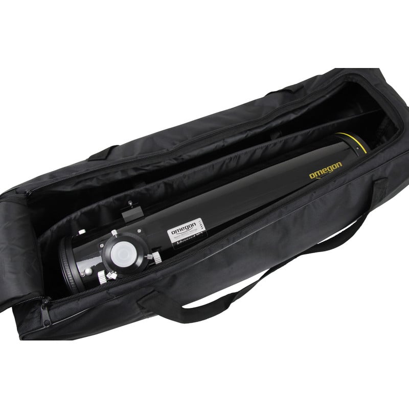Omegon Transporttas voor Optische Buis 130 mm 1 Omegon transporttas voor 5 telescopen 2 Omegon transporttas geopend met Omegon telescooptubus veilig opgeborgen binnenin