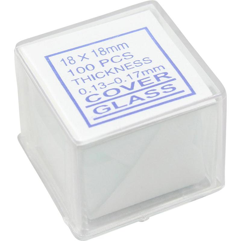 Omegon Object slides 18x18mm 1 Omegon object slides Omegon Object slides 18x18mm package with 100 coverslips in plastic box