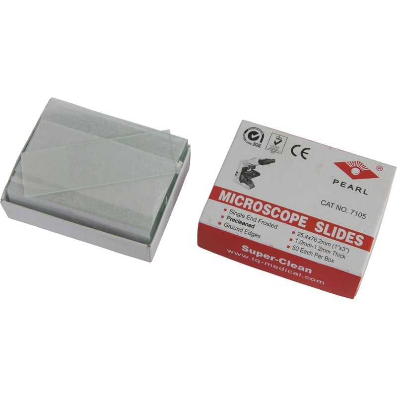 Omegon Object slides, matte (50) 1 Omegon object slides matte 50 Omegon slide matte 50 pieces in box with visible inscription field and package Microscope Slides