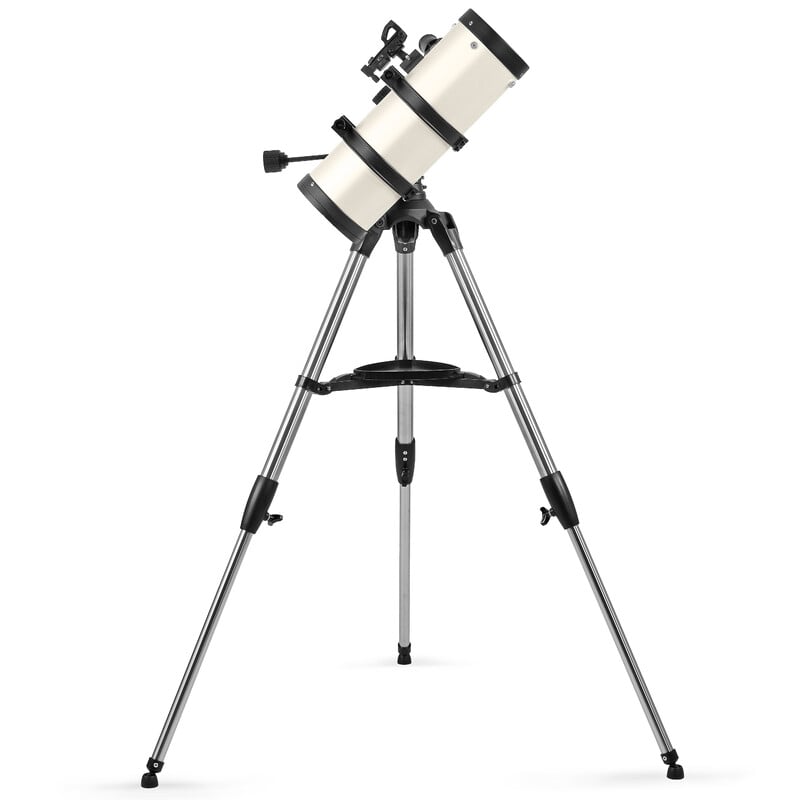 Omegon Horizon N 114/500 AZ-Bellavista – 4,5″ Newton Reflector 2 Omegon Telescoop Horizon N 114 500 AZ Bellavista 5 Omegon N 114/500 Telescoop stalen statief met accessoiretray, volledig uitgeklapt