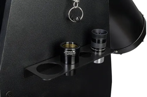 Levenhuk Ra 150N Dobson accessory tray with eyepieces stored