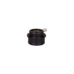 TeleVue Adapter, 2"-1,25" (met satijnen hoed) zwarte HiHat reductieadapter van 2 inch naar 1,25 inch met verhoogde rand en zilverkleurige klemschroef op witte achtergrond