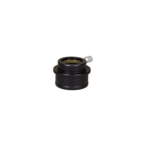 TeleVue Adapter, 2"-1,25" (met satijnen hoed) zwarte HiHat reductieadapter van 2 inch naar 1,25 inch met verhoogde rand en zilverkleurige klemschroef op witte achtergrond