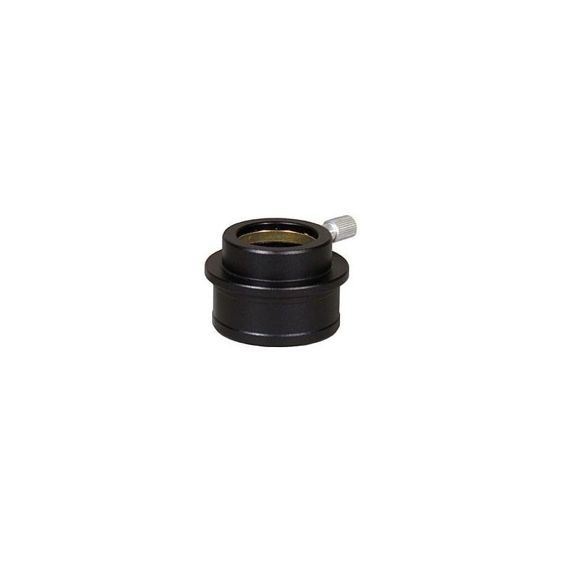 TeleVue Adapter, 2"-1,25" (met satijnen hoed) zwarte HiHat reductieadapter van 2 inch naar 1,25 inch met verhoogde rand en zilverkleurige klemschroef op witte achtergrond