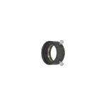TeleVue Adapter 2,4", voor 2" accessoires zwarte 2,4 inch naar 2 inch adapter met twee zilverkleurige klemschroeven en messing klemring op witte achtergrond