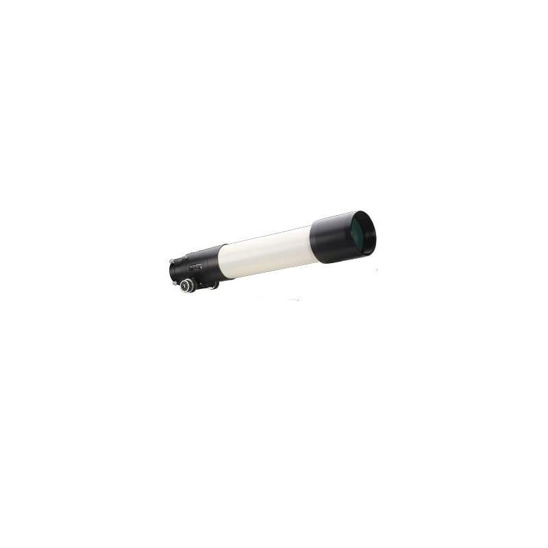 TeleVue Apochromatische refractor AP 101/540 NP-101is Imaging System OTA silhouetoverzicht met verschillende instrumentopstellingen op statief en een persoon als schaalreferentie