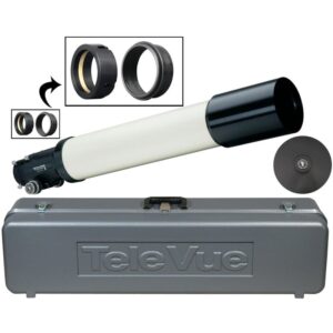 TeleVue Apochromatische refractor AP 127/660 TVNP127is OTA complete OTA refractortelescoop met 2,4 inch focuser, accessoires en TeleVue transportkoffer, inclusief detail van adapterringen
