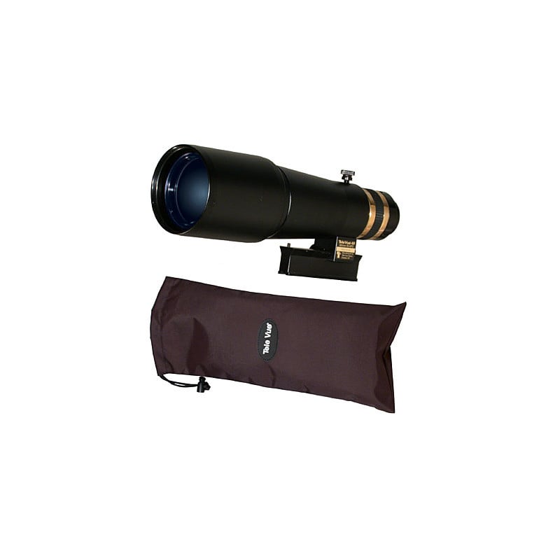 TeleVue Apochromatische refractor AP 60/360 TV60 OTA complete set met refractorbuis op montagevoet en meegeleverde zwarte beschermhoes op witte achtergrond