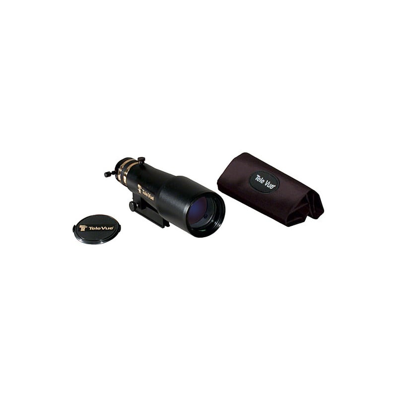 TeleVue Apochromatische refractor AP 60/360 TV60 OTA refractorbuis met stofkap en meegeleverde zwarte beschermhoes op witte achtergrond