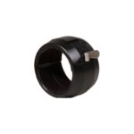 TeleVue Buisringen Buisklem, 3" zwarte clamshell-buisring met viltvoering en snelsluiting op witte achtergrond