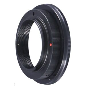 TeleVue Camera adapter Nikon F-Mount zwarte wide adapterring met Nikon F bajonet, gekartelde rand en rood uitlijnpunt op witte achtergrond