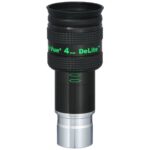 TeleVue DeLite oculair, 4mm, 1,25" productfoto van het 1,25 inch DeLite 4 mm oculair met groene opdruk en geribbelde grip op witte achtergrond