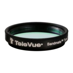 TeleVue Filters Filter H-Beta Bandmate Type 2 1,25" zwart 1,25 inch H-Beta filter met groene glaslaag en TeleVue Bandmate Type 2 opdruk op witte achtergrond
