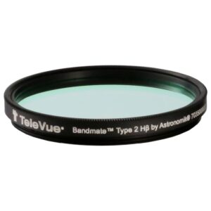 TeleVue Filters Filter H-Beta, Bandmate type 2, 2" zwart 2 inch H-Beta filter met groen gecoat glas en Bandmate Type 2 opdruk op witte achtergrond