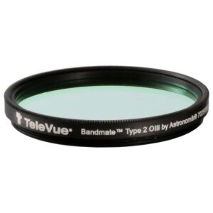 TeleVue Filters Filter OIII Bandmate Type 2 2" zwart 2 inch OIII-filter met groen gecoat glas en Bandmate Type 2 opdruk op witte achtergrond