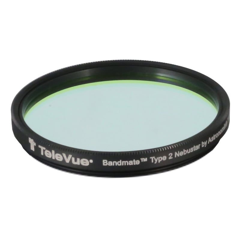 TeleVue Filters Filter UHC Nebustar 2" zwart 2 inch UHC-filter met lichtgroen gecoat glas en Bandmate Type 2 Nebustar opdruk op witte achtergrond