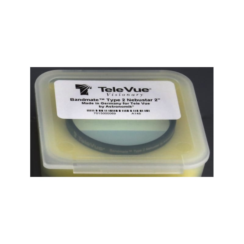 TeleVue Filters Filter UHC Nebustar 2" opbergdoosje met TeleVue Bandmate Type 2 Nebustar 2 inch etiket op deksel