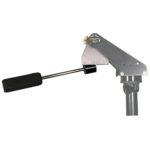 TeleVue Montagehendelset montagehendel met zwarte handgreep, bevestigd aan een metalen beugel/arm voor een Tele-Pod statiefkop op een witte achtergrond.