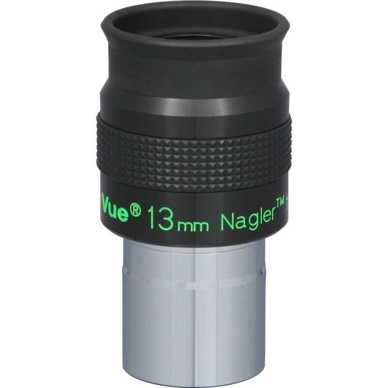 TeleVue Nagler oculair, type 6, 13mm, 1,25" close-up vanuit een andere hoek met de groene “13 mm Nagler” markering duidelijk zichtbaar