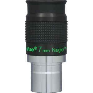 TeleVue Nagler oculair, type 6, 7mm, 1,25" close-up van het 1,25 inch oculair met geribbelde grip en groene “7 mm Nagler” opdruk