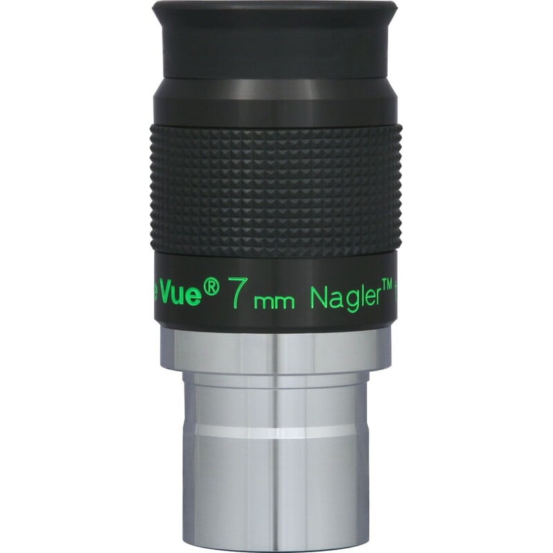 TeleVue Nagler oculair, type 6, 7mm, 1,25" close-up van het 1,25 inch oculair met geribbelde grip en groene “7 mm Nagler” opdruk