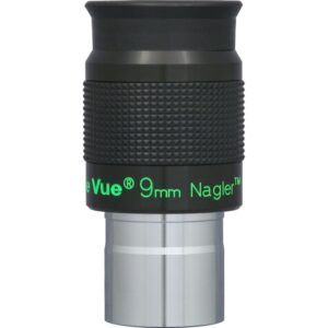 TeleVue Nagler oculair, type 6, 9mm, 1,25" close-up van het 1,25 inch oculair met geribbelde grip en groene “9 mm Nagler” opdruk