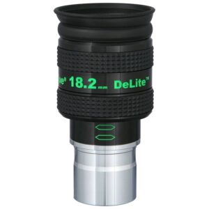 TeleVue Oculair DeLite 18,2mm 1,25" close-up van het 1,25 inch DeLite 18,2 mm oculair met groene opdruk en geribbelde grip