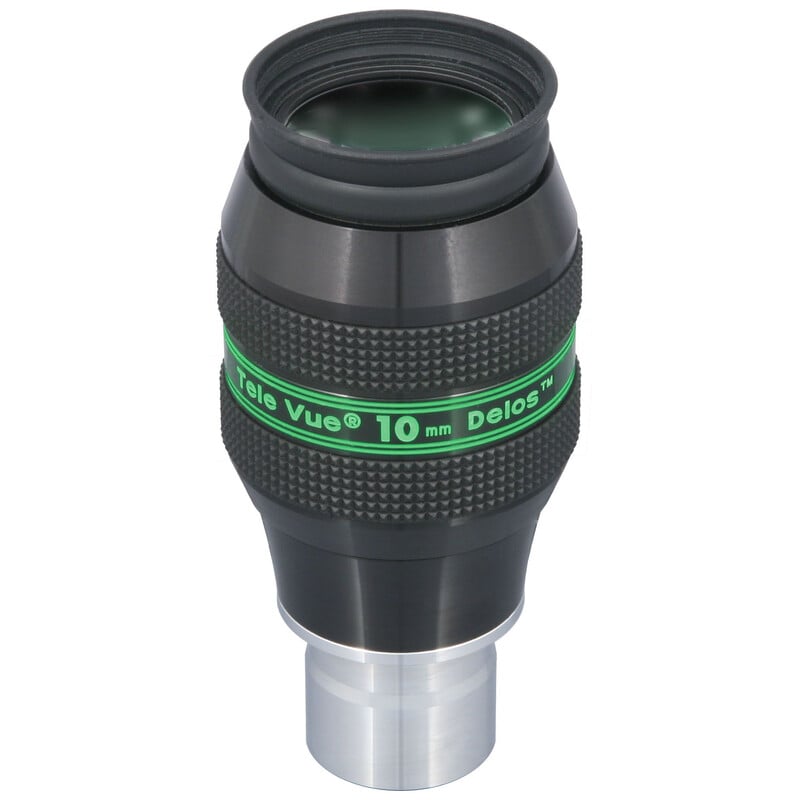 TeleVue Oculair Delos 10mm 1,25" bovenaanzicht van het Delos 10 mm oculair met zicht op de ooglens en verstelbare oogschelp