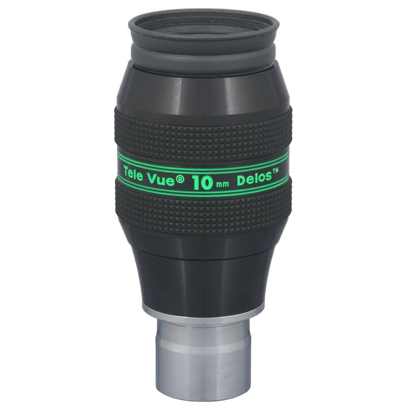 TeleVue Oculair Delos 10mm 1,25" vooraanzicht van het Delos 10 mm groothoekoculair met groene merkband