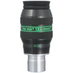 TeleVue Oculair Delos 12mm 1,25" productfoto van het 1,25 inch Delos 12 mm oculair met geribbelde grip en groene Delos-opdruk op witte achtergrond