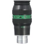 TeleVue Oculair Delos 14mm 1,25" productfoto van het 1,25 inch Delos 14 mm oculair met geribbelde grip en groene Delos-opdruk op witte achtergrond