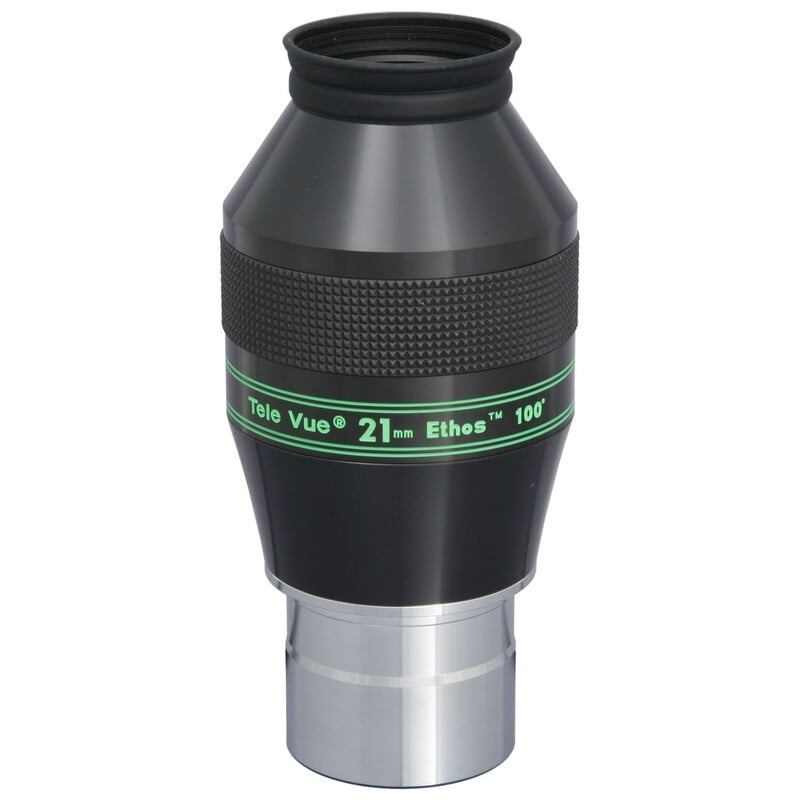 TeleVue Oculair Ethos 21mm 2" close-up van het oculair vanuit een iets andere hoek met Tele Vue 21 mm Ethos 100° markering zichtbaar