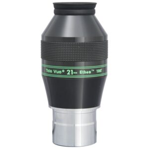 TeleVue Oculair Ethos 21mm 2" close-up van het zwarte Ethos 21 mm oculair met groene 100° opdruk en geribbelde gripring