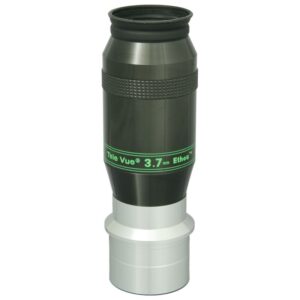TeleVue Oculair Ethos 3,7mm 1,25"/2" close-up van het Ethos 3,7 mm oculair met groene opschriftring en gekartelde grip op witte achtergrond