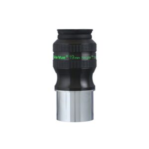 TeleVue Oculair Nagler Typ 7 19 mm 82° productfoto van het Nagler Type 7 19 mm oculair met groene opschriftring en zilverkleurige 2 inch vatting op witte achtergrond